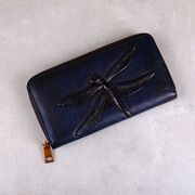 Жіночий гаманець зі шкіри "Бабка", синій П3974