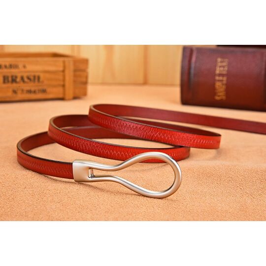 Женский кожаный пояс тонкий, П3977