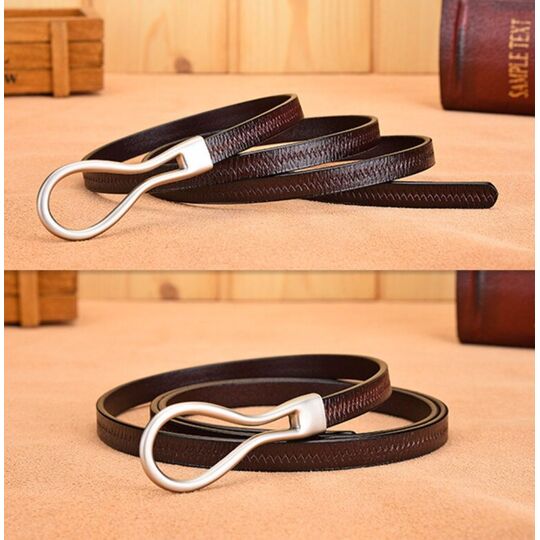 Женский кожаный пояс тонкий, П3977