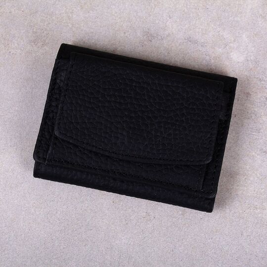 Жіночий гаманець зі шкіри, чорний П4019