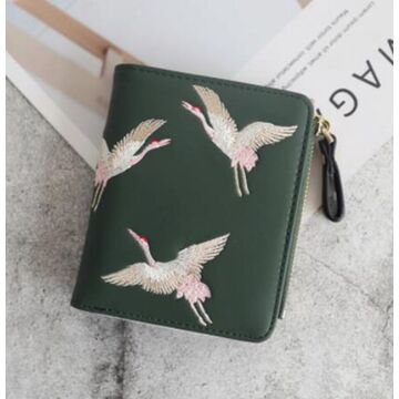Жіночий гаманець "Птахи", зелений П4054