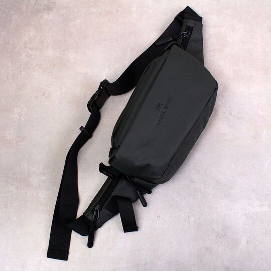 Чоловіча сумка поясна, бананка, зелена П4137