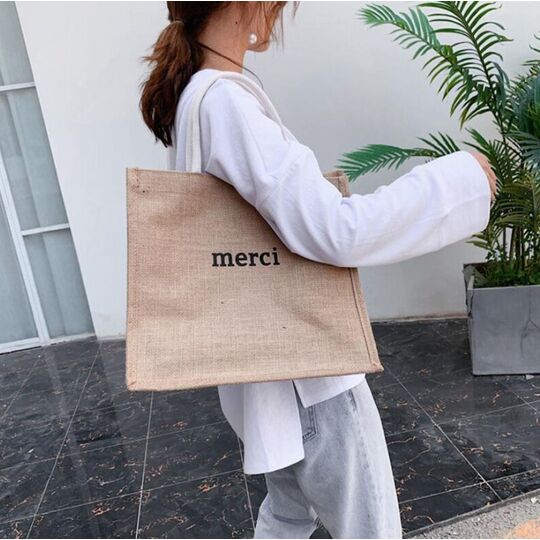 Женская льняная сумка "Merci", П4156
