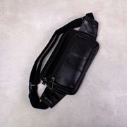 Мужская сумка поясная "WESTAL" , бананка, черная П4189