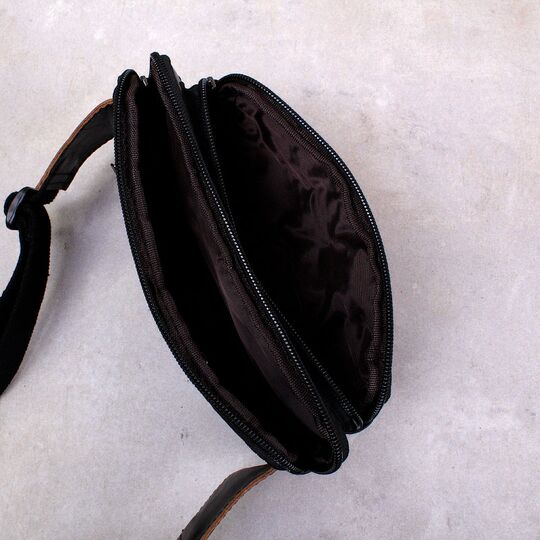 Мужская сумка поясная "WESTAL" , бананка, черная П4189