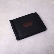 Затискач, гаманець зі шкіри, чорний П4190