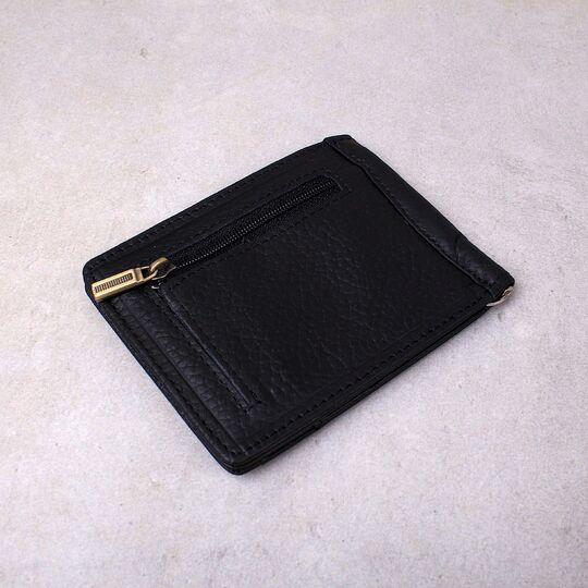 Затискач, гаманець зі шкіри, чорний П4190