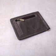 Затискач, гаманець зі шкіри, сірий П4191