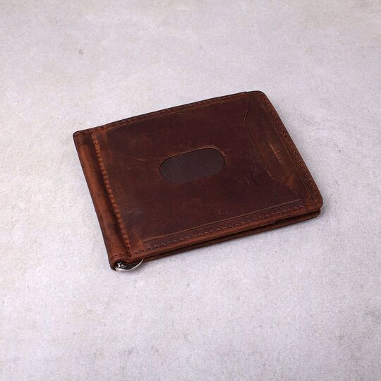 Зажим, кошелек из кожи, коричневый П4192