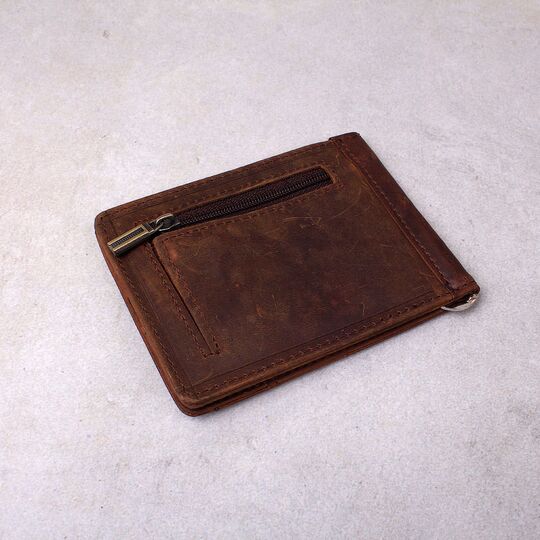 Зажим, кошелек из кожи, коричневый П4192