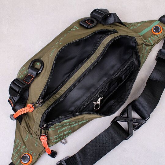 Мужская сумка поясная, бананка, зеленая П4219