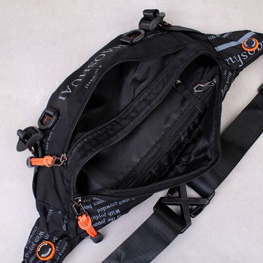 Мужская сумка поясная, бананка, черная П4223