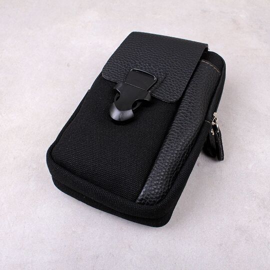 Чоловіча сумка поясна, чорна П4231