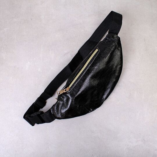Жіноча поясна сумка, бананка, чорна П4237