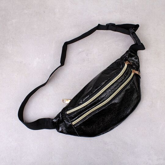 Жіноча поясна сумка, бананка, чорна П4237