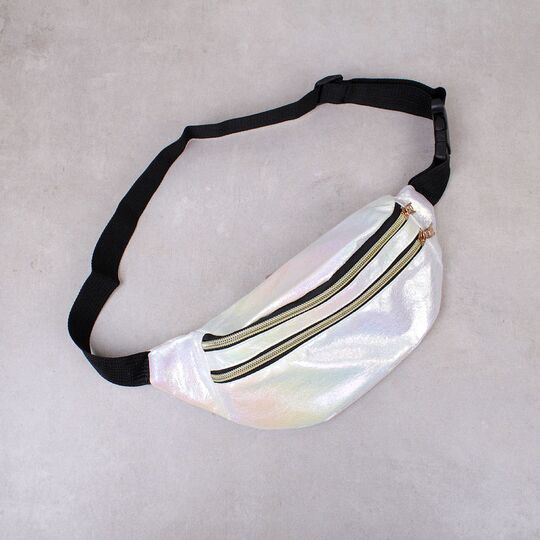 Жіноча поясна сумка, бананка, біла П4238