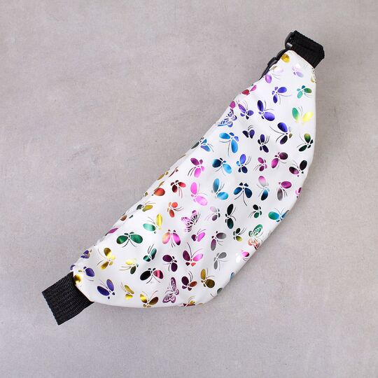 Жіноча поясна сумка, бананка "Метелики", біла П4276