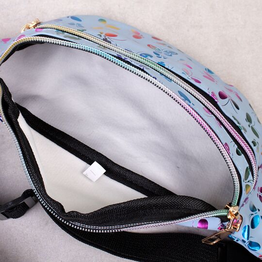 Женская поясная сумка, бананка "Бабочки", синяя П4279