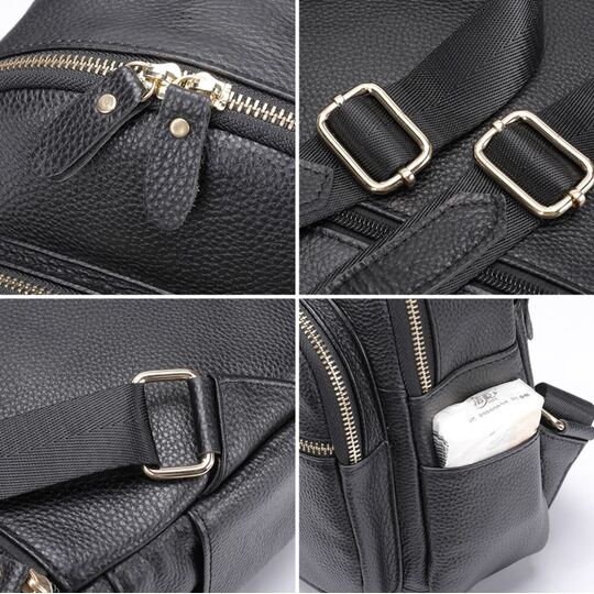 Рюкзак жіночий з шкіри, чорний П2759