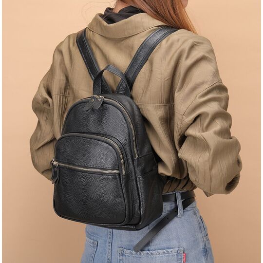 Рюкзак жіночий з шкіри, чорний П2759