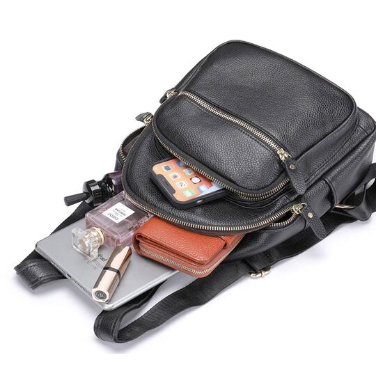 Рюкзак жіночий з шкіри, чорний П2759