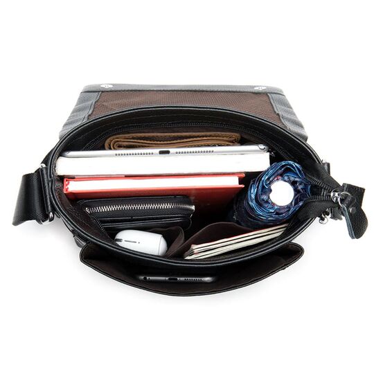 Чоловіча сумка з шкіри, чорна П4293