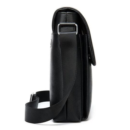 Чоловіча сумка з шкіри, чорна П4293