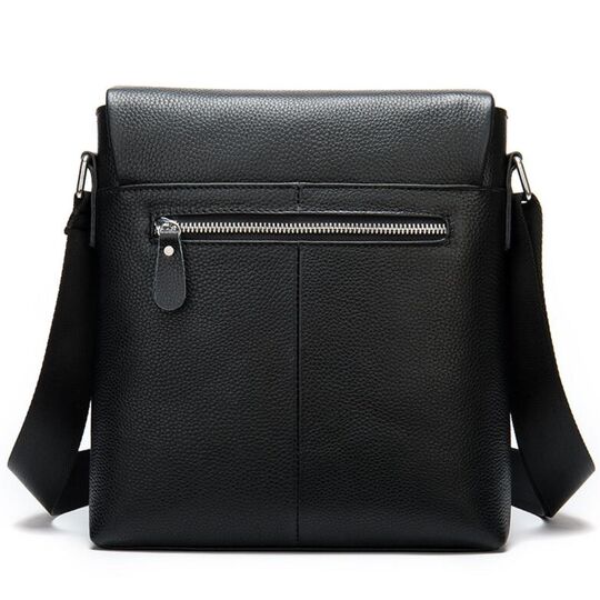 Чоловіча сумка з шкіри, чорна П4293