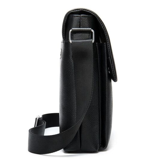 Чоловіча сумка з шкіри, чорна П4293