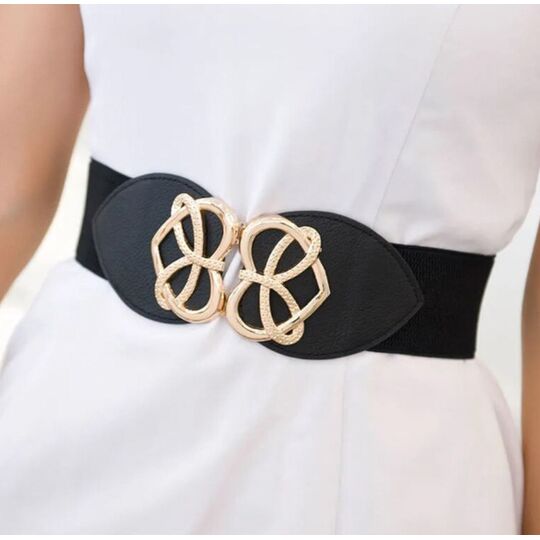 Широкий женский пояс, черный П4299