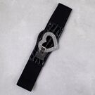 Широкий женский пояс "Сердце", черный П4304