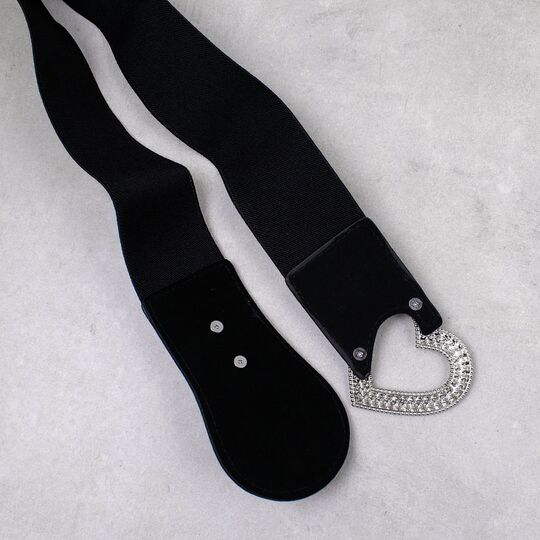Широкий женский пояс "Сердце", черный П4304