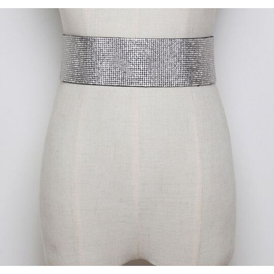 Широкий жіночий пояс в канцях, чорний П4306