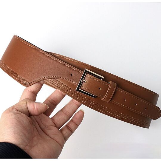 Жіночий широкий ремінь, бежевий П4340