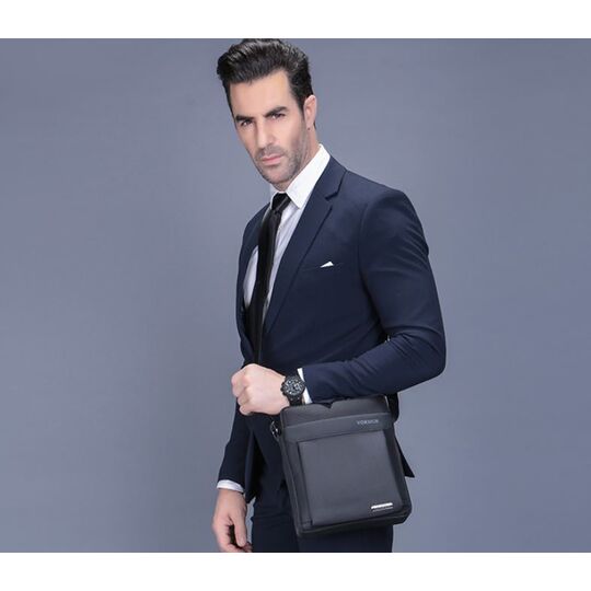 Мужская сумка VORMOR, черная с кошельком П0309