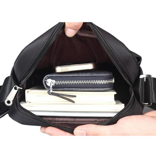 Мужская сумка VORMOR, черная с кошельком П0309