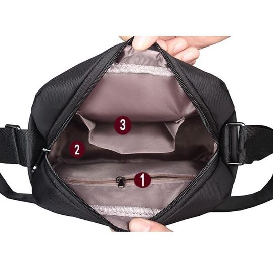 Мужская сумка VORMOR, черная с кошельком П0309