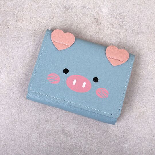 Жіночий гаманець "Свинка", блакитний П4425