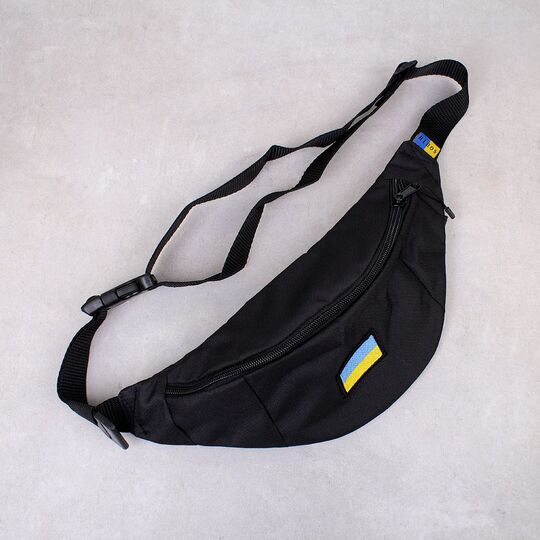 Сумка поясна, бананка, "Україна", чорна П4515