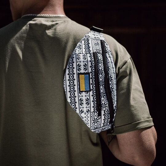 Сумка поясна, бананка, "Україна", біла вишиванка П4518