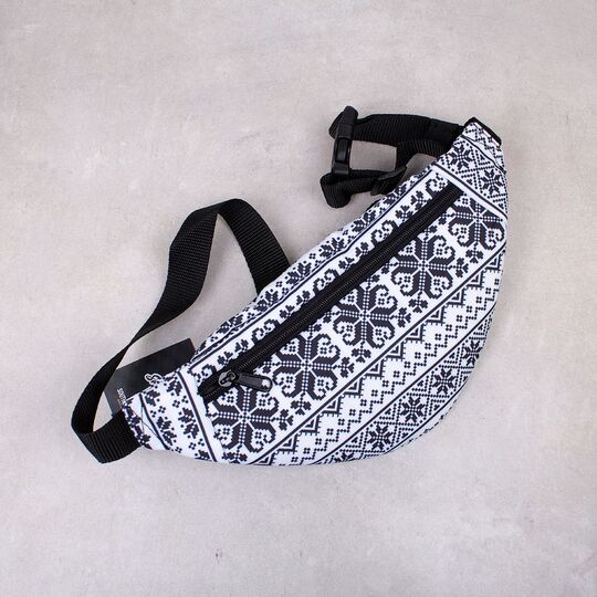 Сумка поясна, бананка, "Україна", біла вишиванка П4518