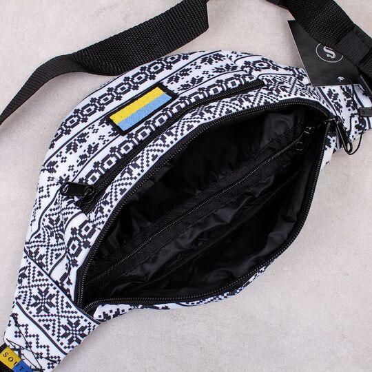 Сумка поясна, бананка, "Україна", біла вишиванка П4518