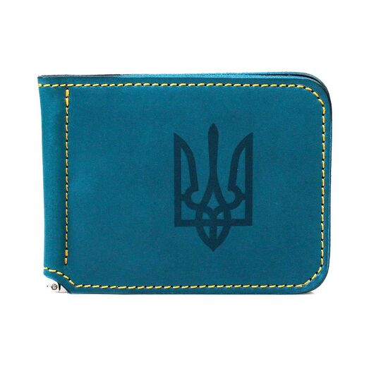 Гаманець зажим "Герб України", синій П4530