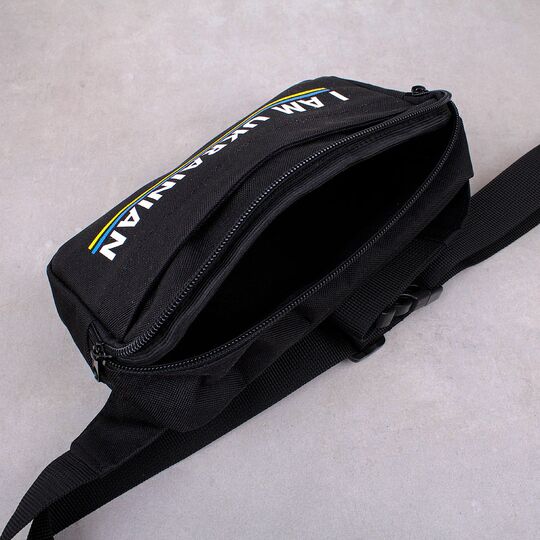 Сумка поясна, бананка, "I Am Ukrainian", чорна П4538