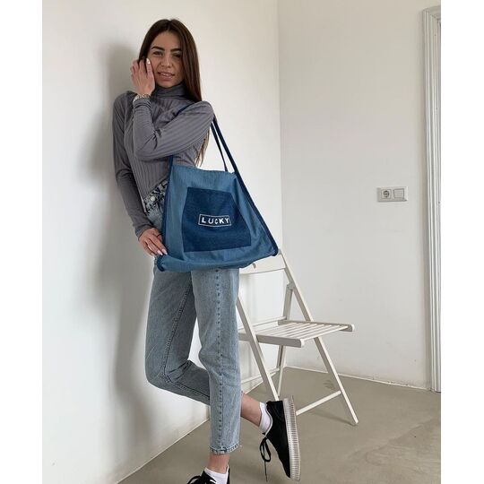 Жіноча сумка шопер, джинсова П4545