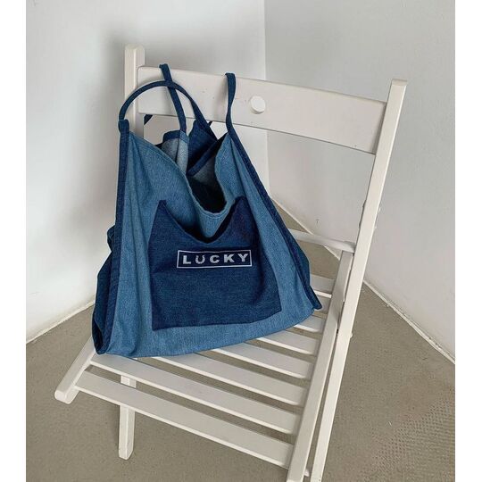 Жіноча сумка шопер, джинсова П4545