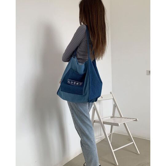 Жіноча сумка шопер, джинсова П4545