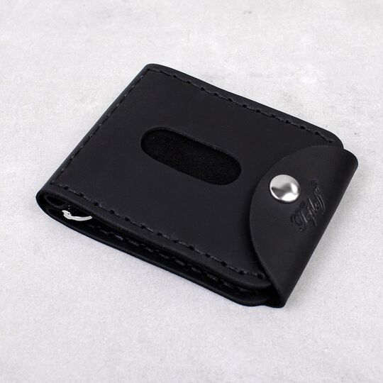 Кошелек зажим из кожи "Карта Украины", черный П4548 (Ручная работа)