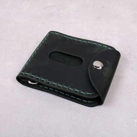 Гаманець затискач зі шкіри "Карта України", зелений П4549 (Ручна робота)