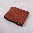 Кошелек зажим из кожи "Карта Украины", коричневый П4550 (Ручная работа)